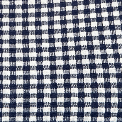 Navy blue and white gingham vichy swim bikini brief with classic checkered pattern fabric