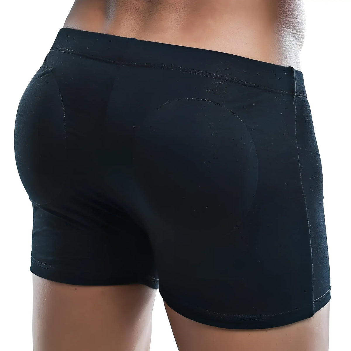Black virile vlg001 boxer trunk padded briefs with smooth form fitting design and reinforced stitching