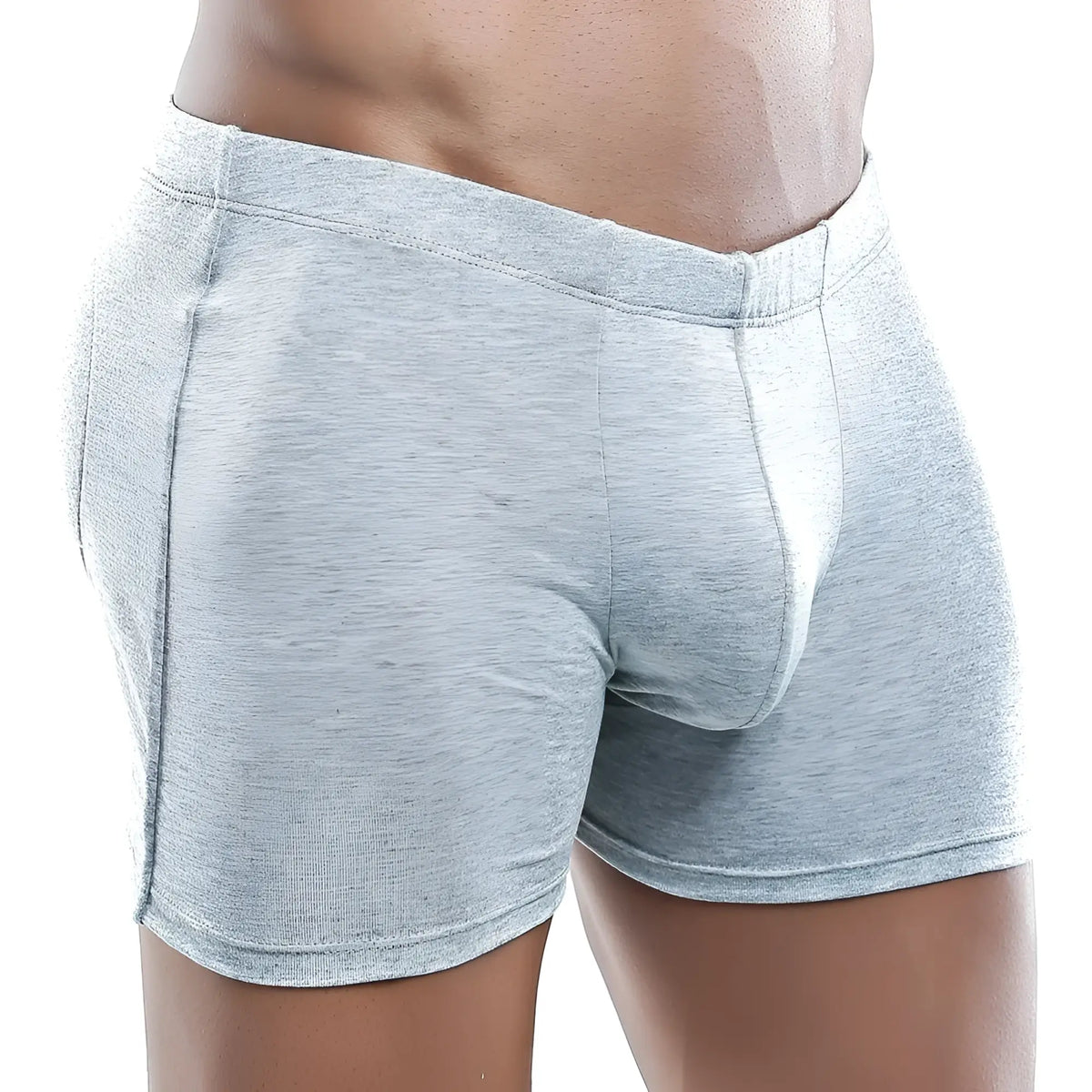 Virile VLG001 boxer trunk in gray heathered cotton with contoured design and elastic waistband for comfort