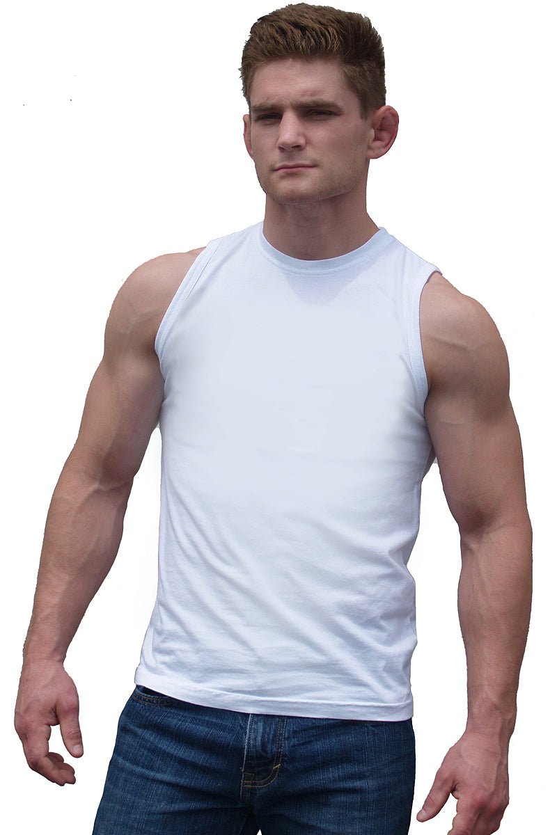 Ajaxx63 White Sleeveless Athletic Fit Barefront