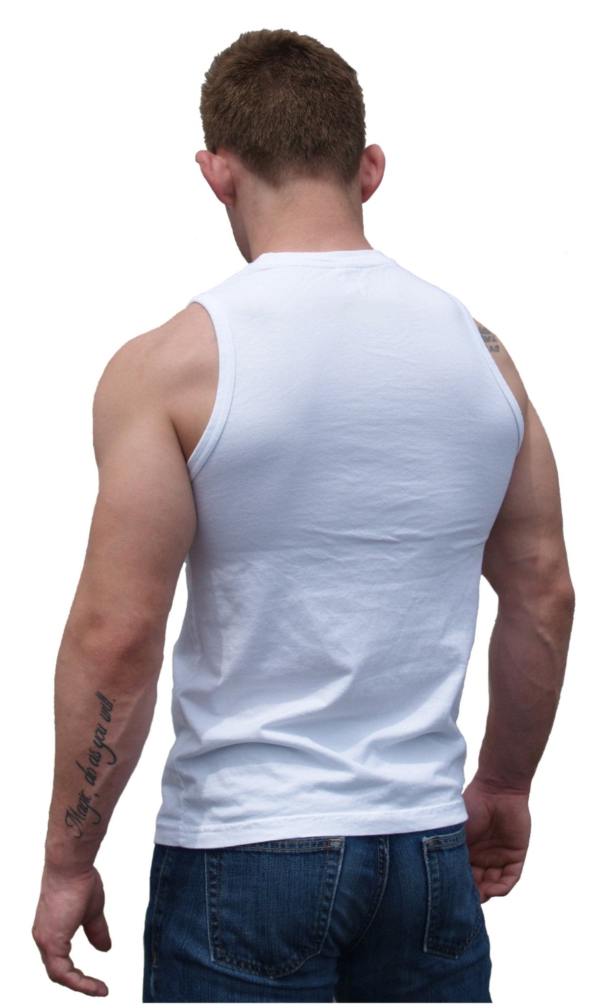 Ajaxx63 White Sleeveless Athletic Fit Barefront