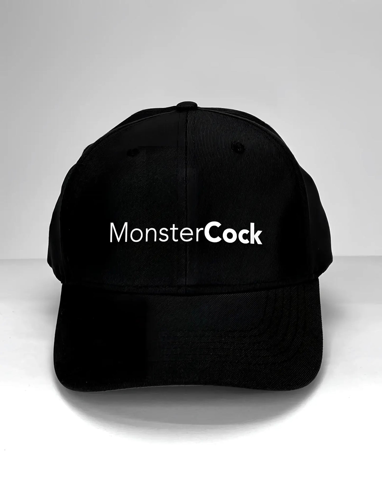 Wildmant ball cap black baseball cap with white embroidered monstercock text on front panel