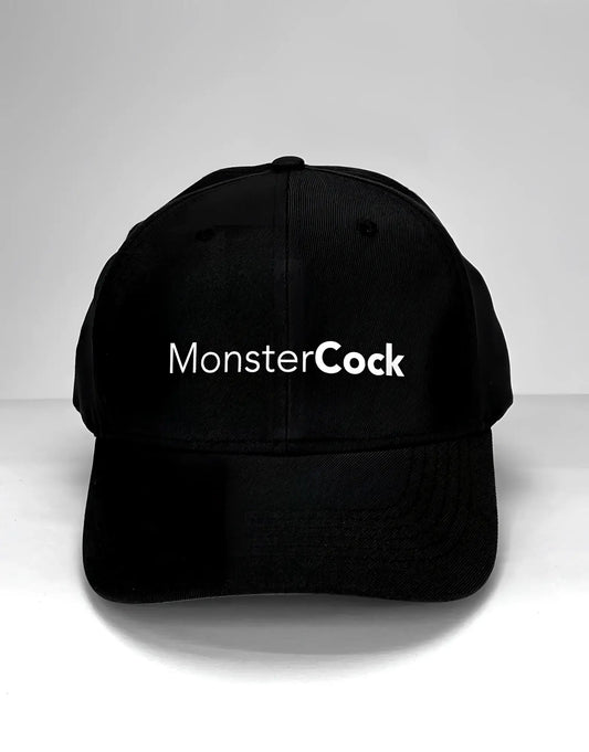 Wildmant ball cap black baseball cap with white embroidered monstercock text on front panel