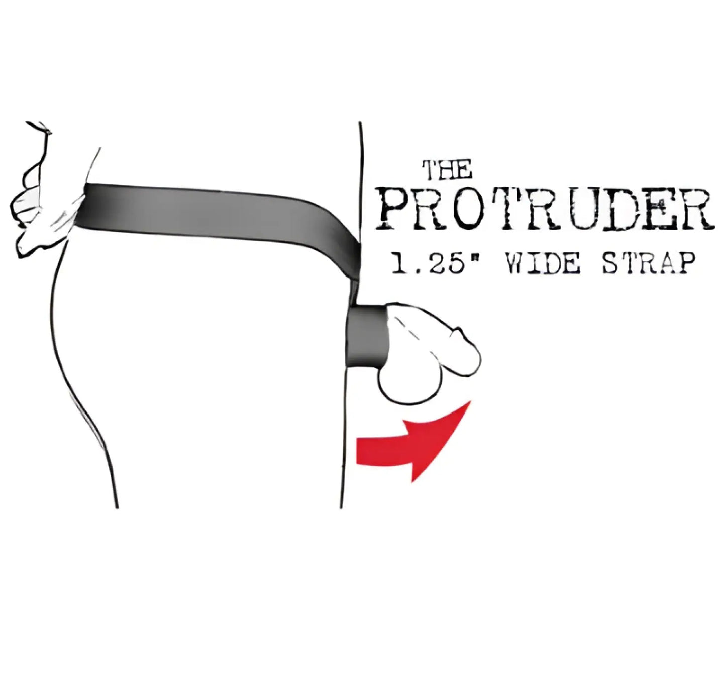 The ball lifter protruder is a 1.25-inch wide black and gray strap with bold text showing its name and width