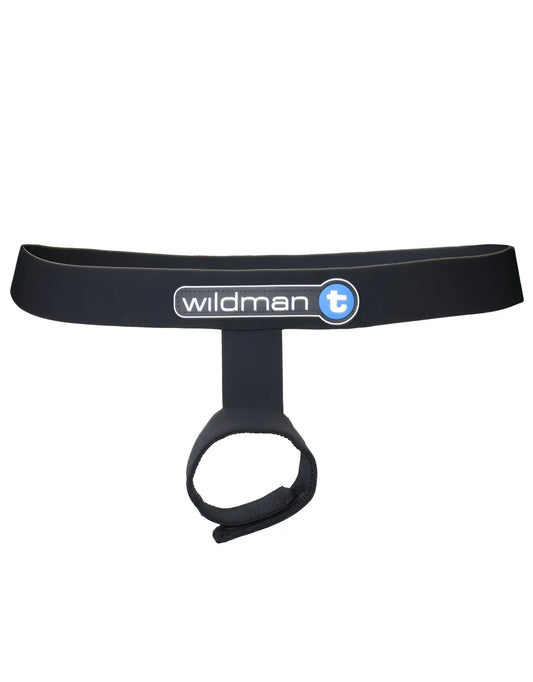 Black WildmanT ball lifter sport strap with waistband, central vertical support, and adjustable circular sling.