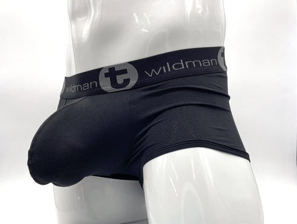 Black wildmant big boy mesh pouch boxer brief with supportive contoured design and mesh waistband detailing