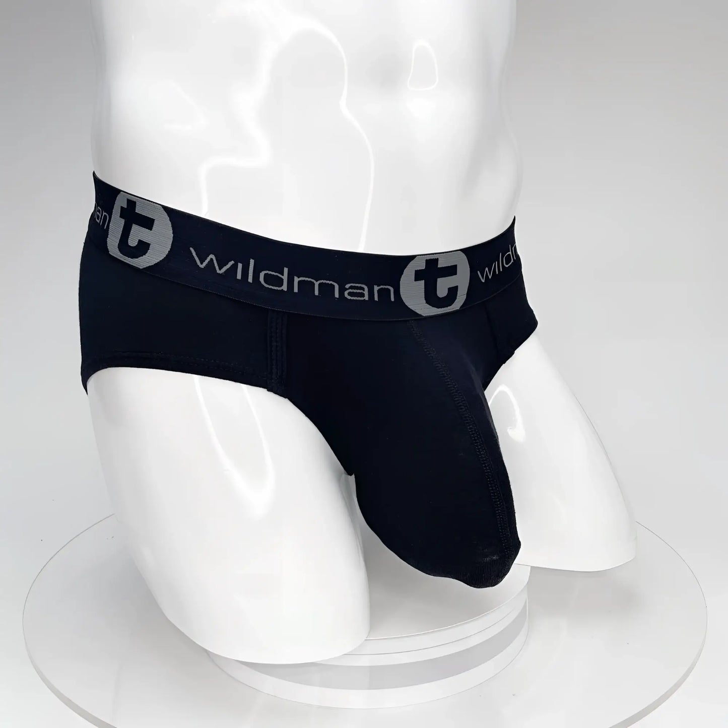 Black wildman big boy cotton briefs with gray logo band featuring a supportive pouch design