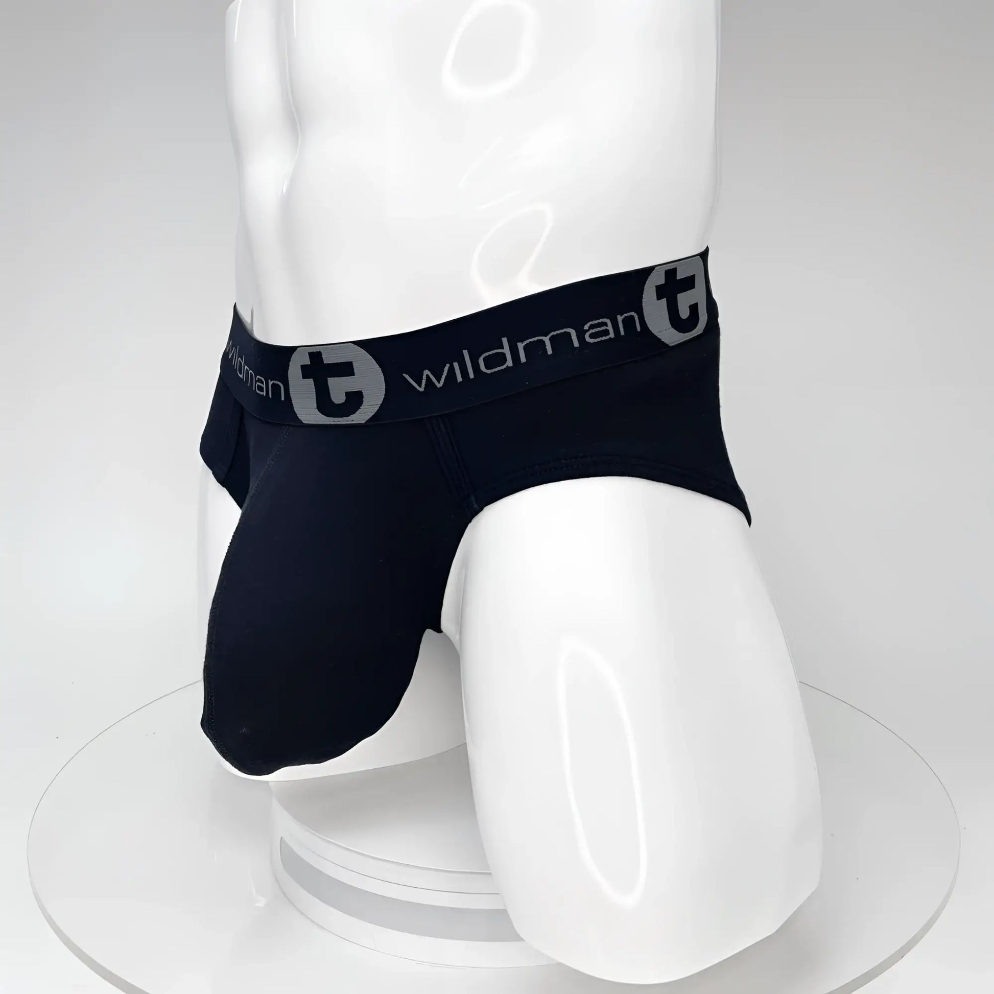 Black wildman big boy pouch cotton briefs with gray logo band designed for comfort and support