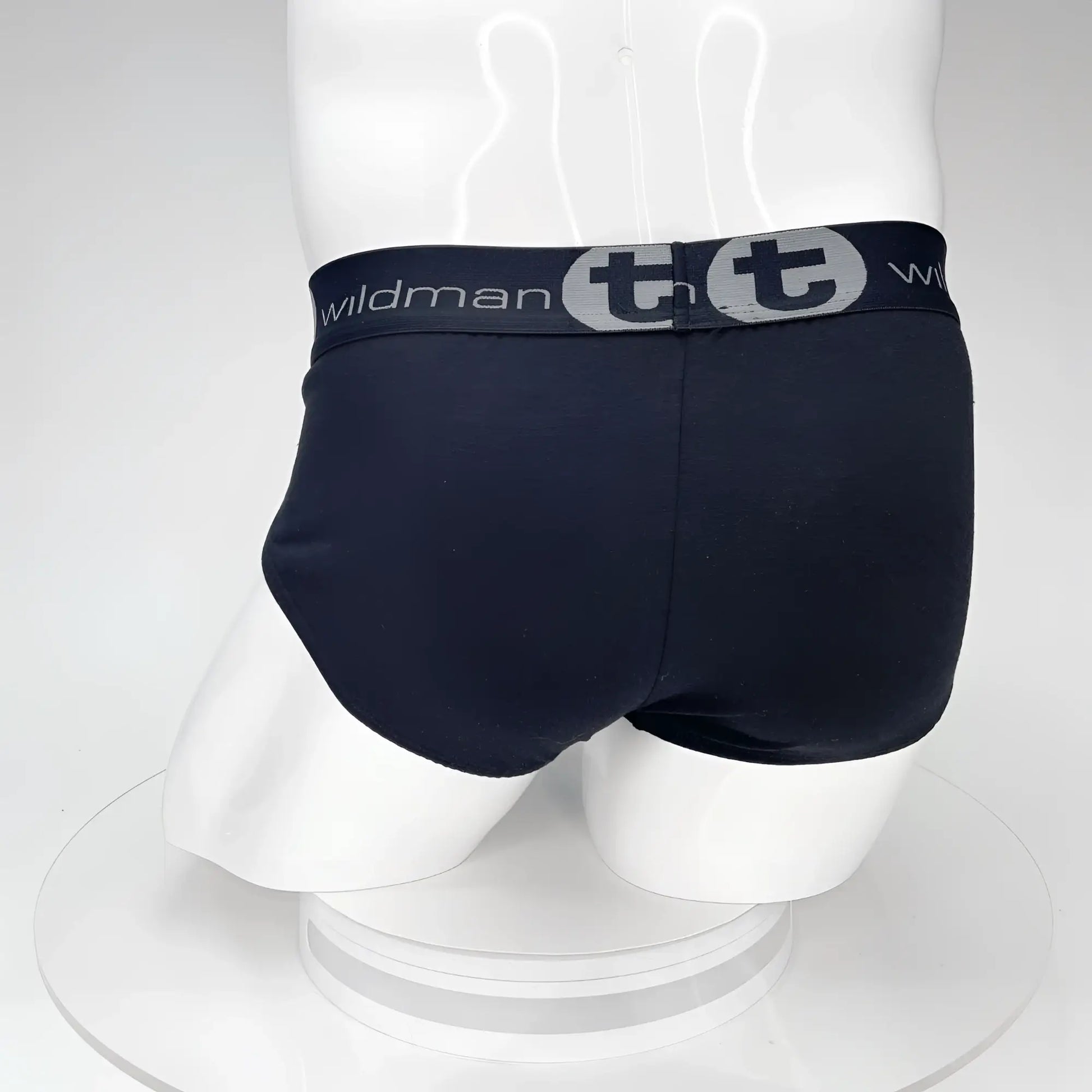 WildmanT Big Boy pouch cotton brief in black with a gray logo band designed for comfortable daily wear