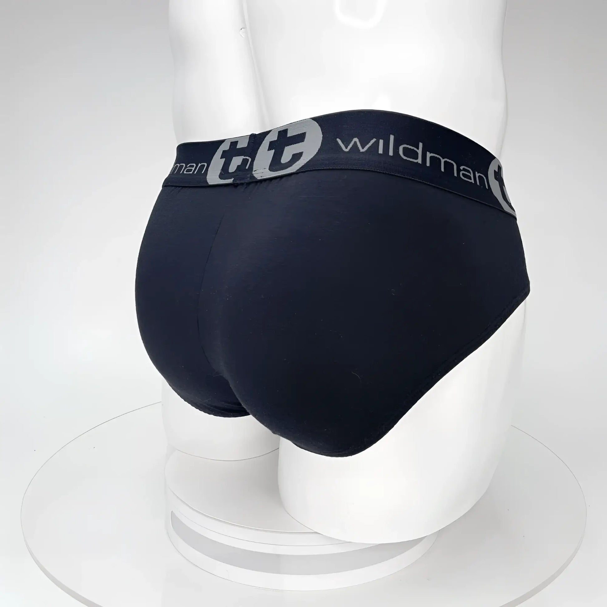 Black wildman big boy pouch cotton brief with gray logo band designed for comfort and support