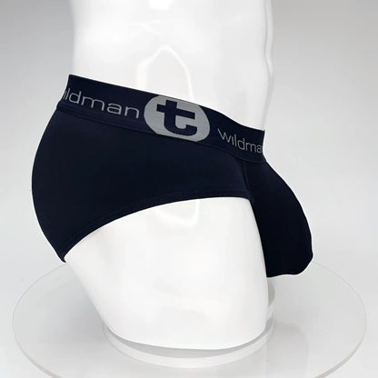 Black wildmant big boy pouch cotton briefs with gray logo band designed for comfort and support