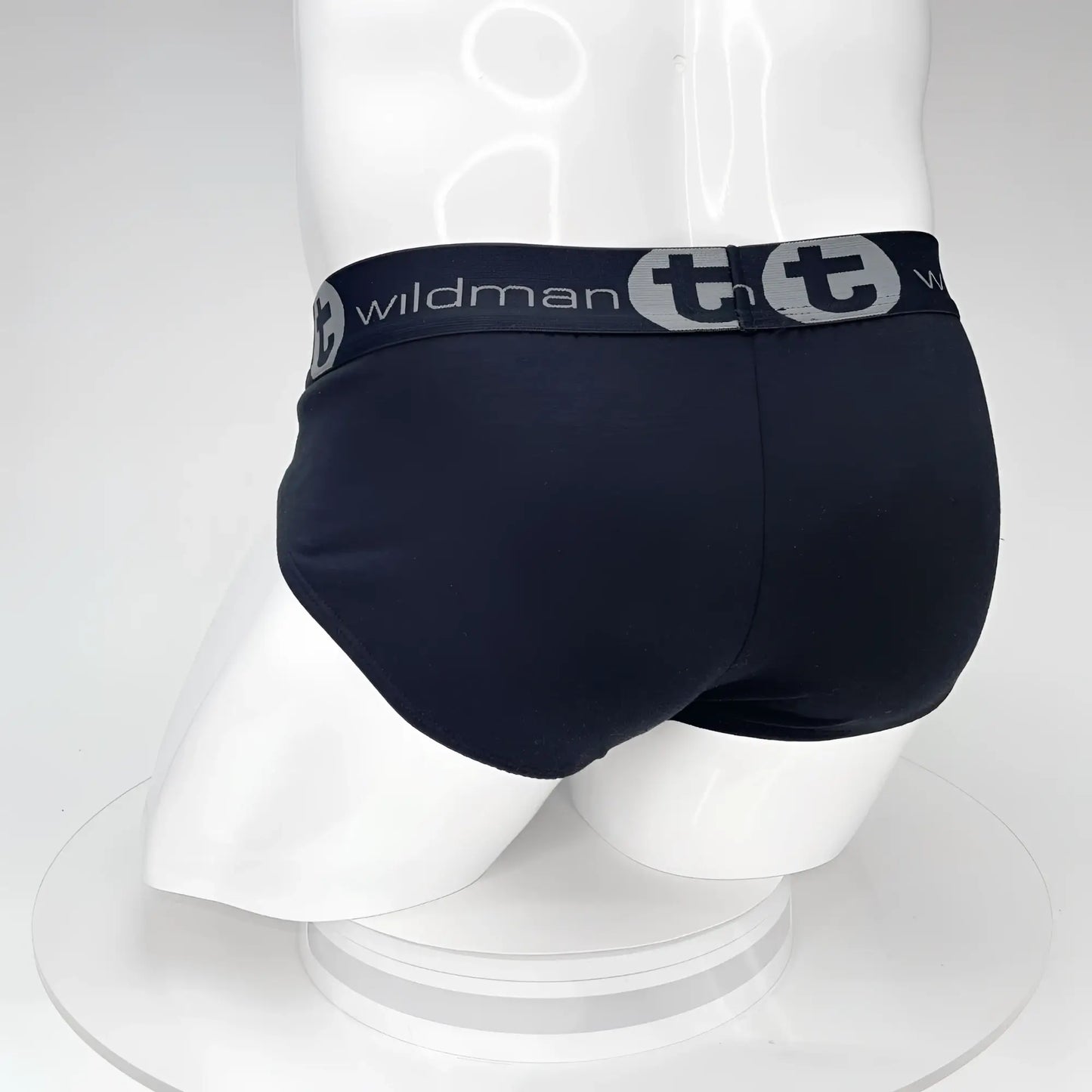 Black wildman big boy pouch cotton briefs with gray logo band featuring a supportive pouch design