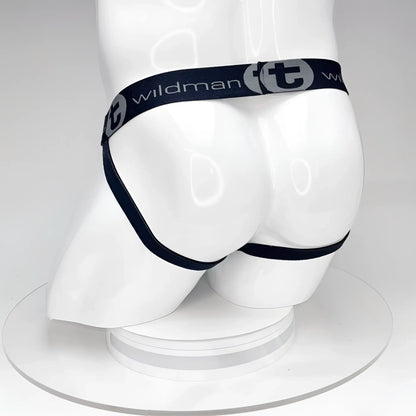 Wildmant big boy pouch jockstrap black with sleek contoured fit briefs and elastic waistband in black