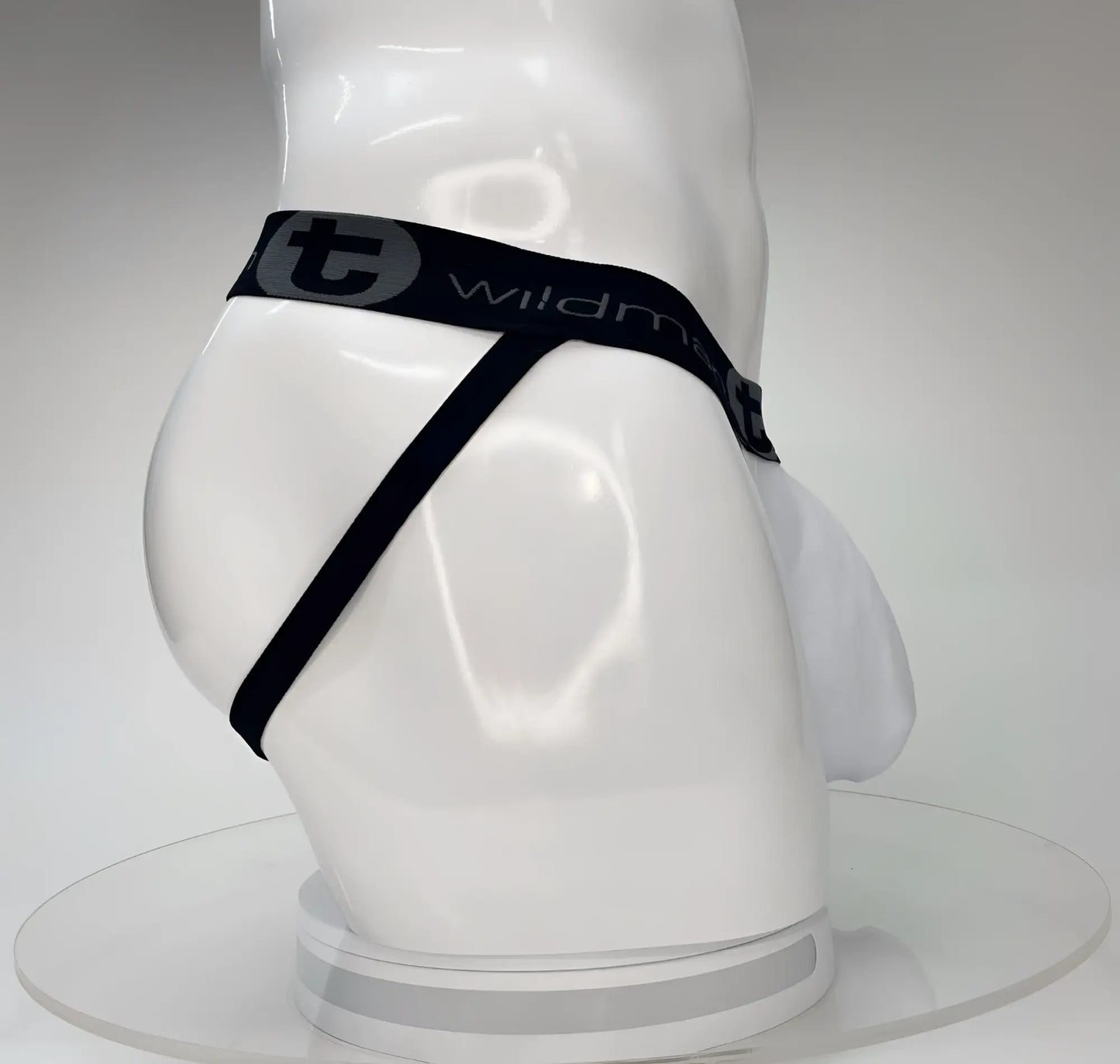 Wildmant big boy pouch jockstrap white with black and white athletic briefs and branded wildman waistband