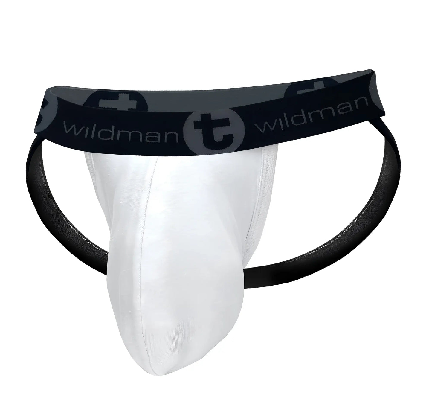 Wildmant big boy pouch jockstrap in white and black with sleek form-fitting design for support and comfort