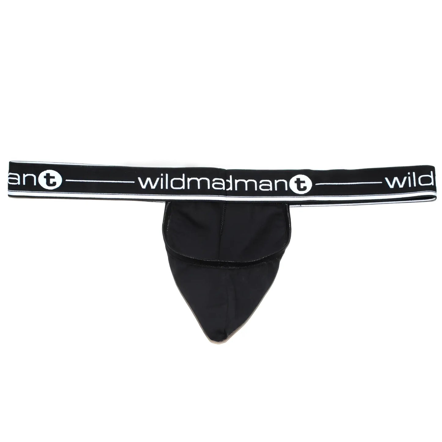 Black wildman big boy pouch strapless jockstrap with white logo band and elastic waistband