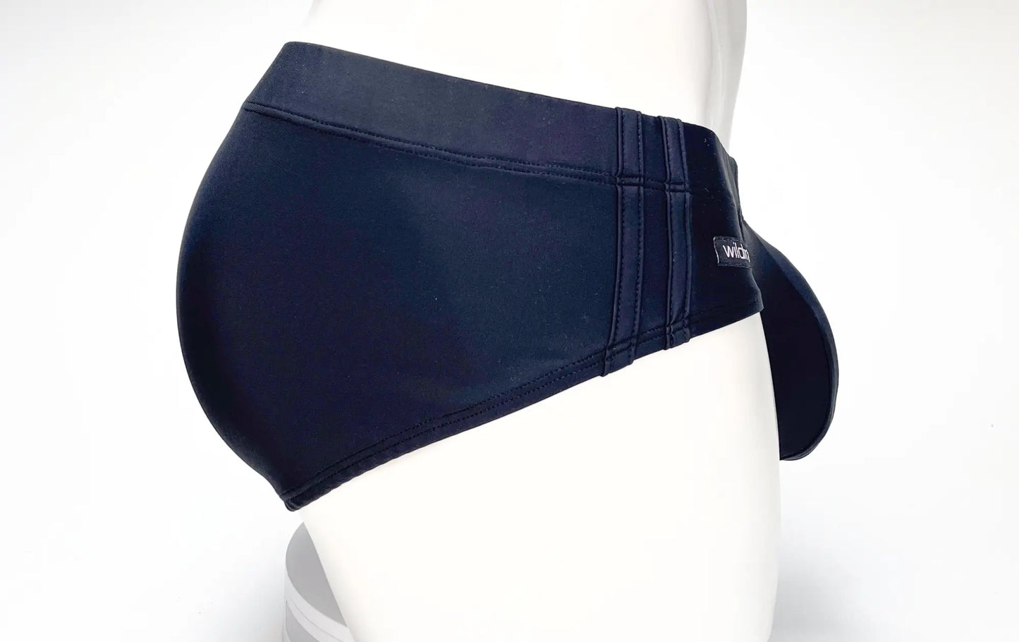 WildmanT big boy pouch swim brief black navy blue neoprene with snug fit and reinforced waistband stitching
