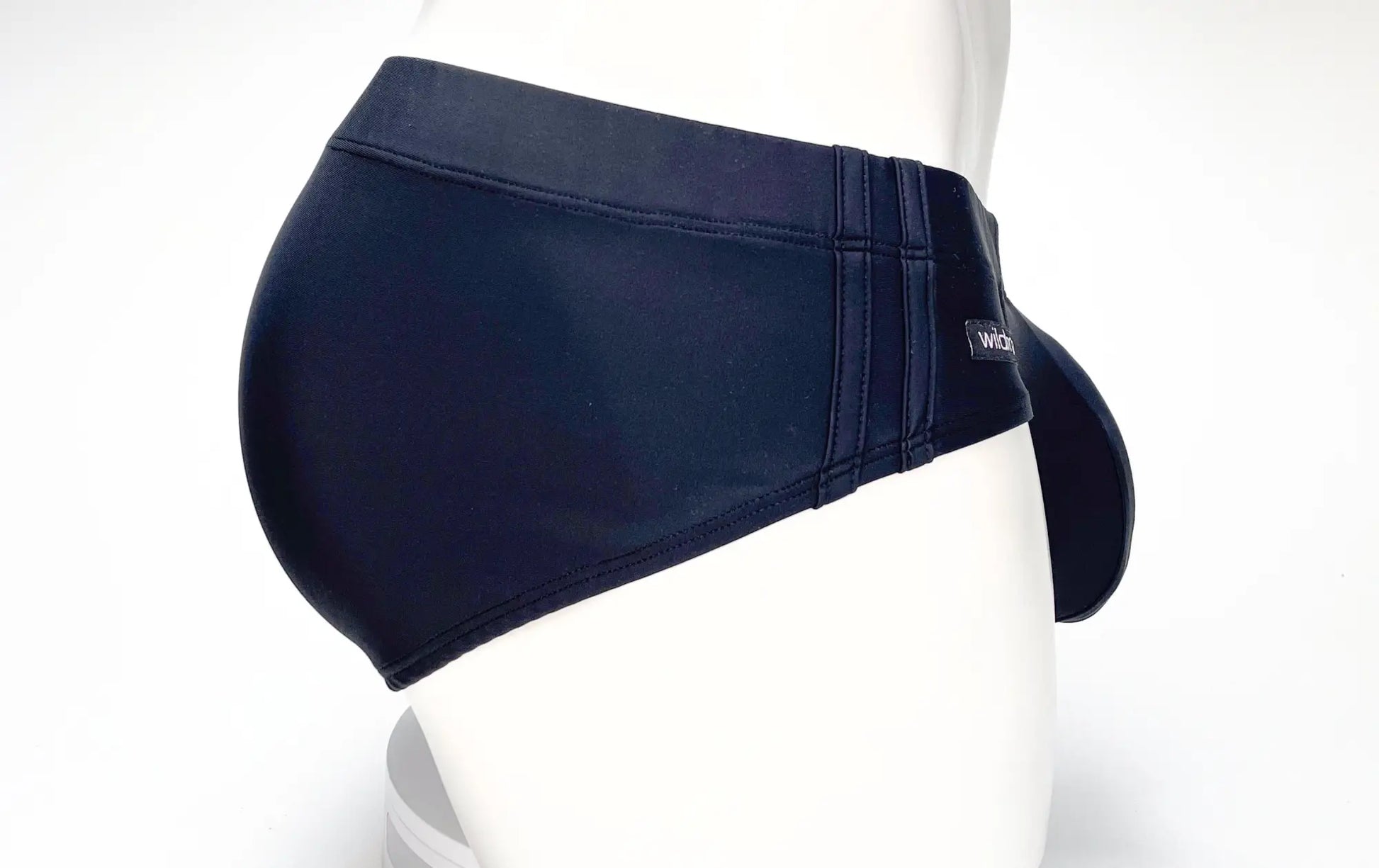 WildmanT big boy pouch swim brief black navy blue neoprene with snug fit and reinforced waistband stitching
