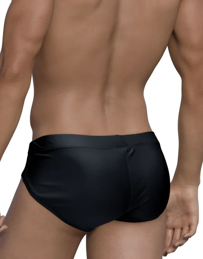 WildmanT big boy pouch swim brief in black satin with a sleek form-fitting design for comfortable swimwear