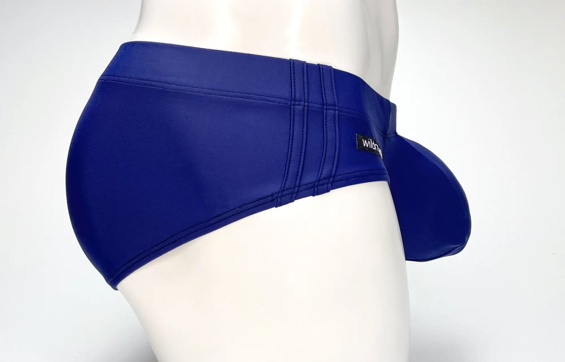 Wildmant big boy pouch swim brief navy in royal blue with sleek form-fitting design and subtle stitched waistband detail