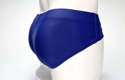 Wildmant big boy pouch swim brief navy in royal blue with smooth glossy finish and tailored fit for swimwear use