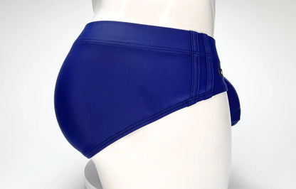 WildmanT big boy pouch swim brief navy in royal blue with a smooth glossy finish and tailored fit