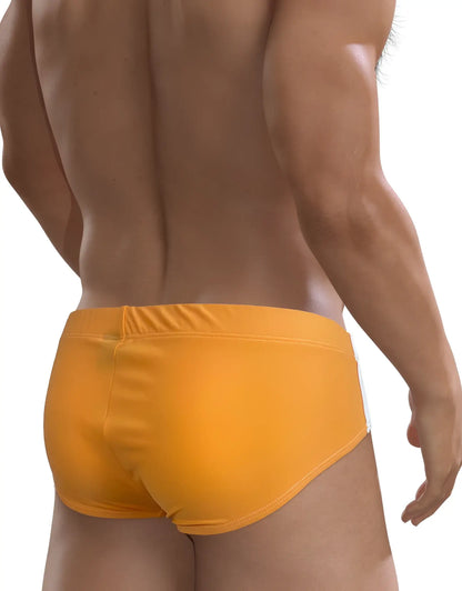 Bright orange WildmanT big boy pouch swim brief with smooth form-fitting fabric and snug elastic waistband
