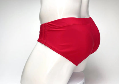 WildmanT big boy pouch swim brief red with bright red smooth form-fitting fabric and elastic waistband