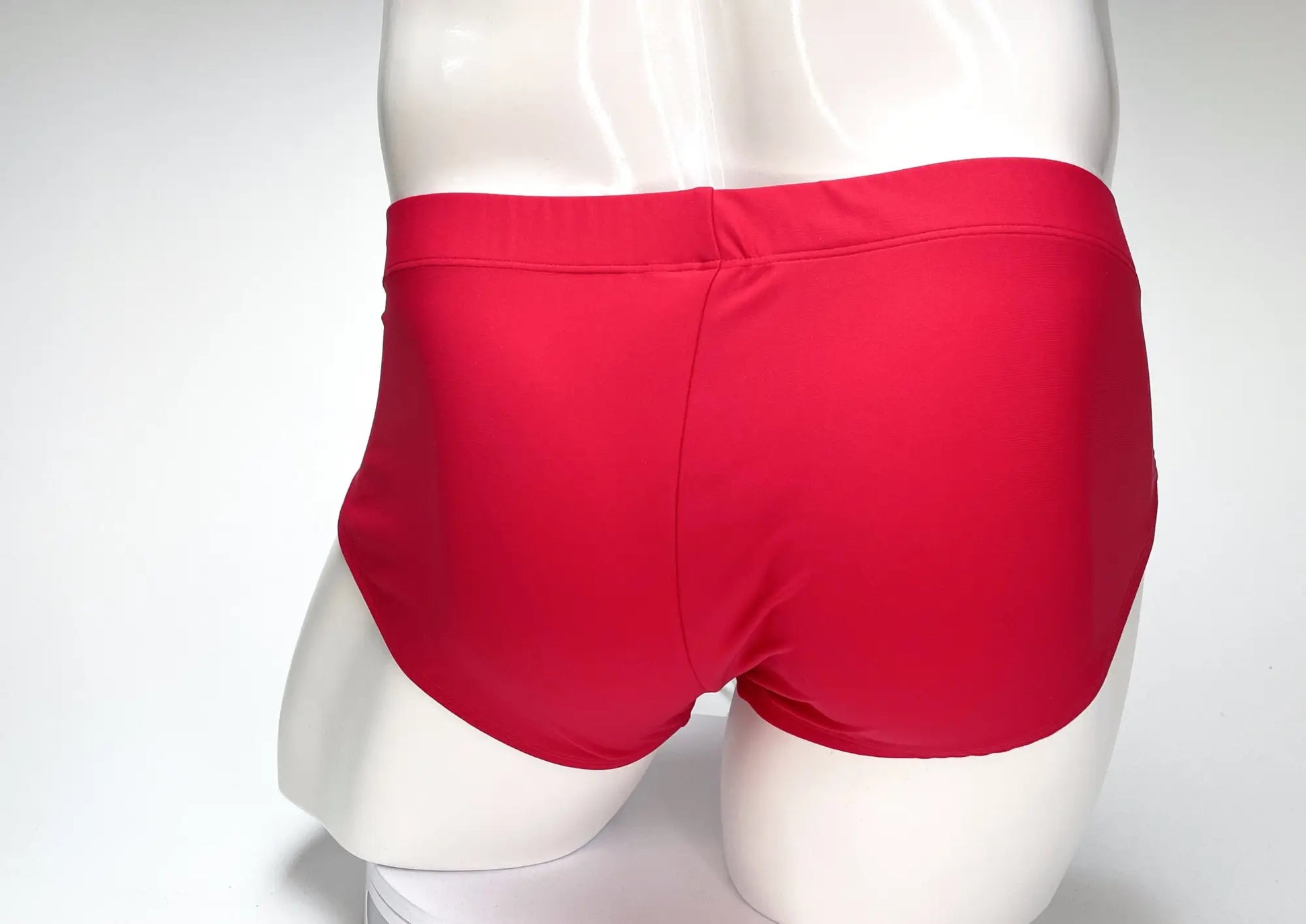 Bright red wildmant big boy pouch swim brief with smooth stretchy fabric and simple elastic waistband