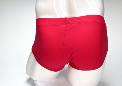 Bright red wildmant big boy pouch swim brief with smooth stretchy fabric and simple elastic waistband