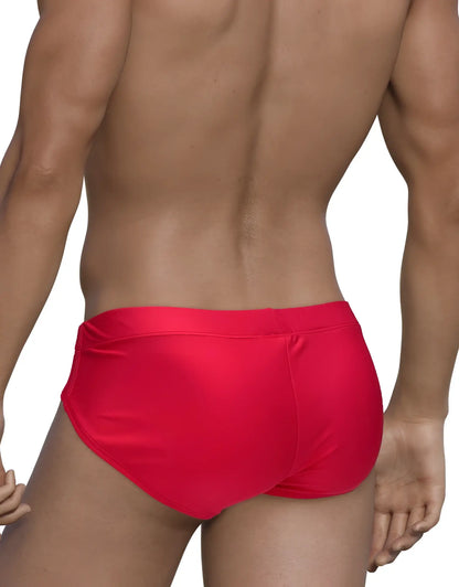 WildmanT big boy pouch swim brief in bright red with a smooth satin-like finish for swimming and beachwear