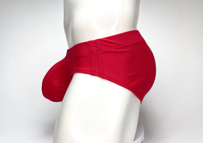 WildmanT Big Boy Pouch swim brief red in smooth glossy satin with supportive design and vibrant color