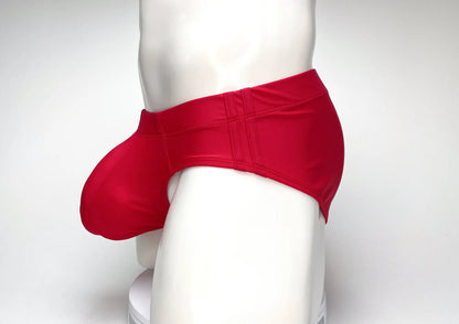 Wildmant big boy pouch swim brief red featuring smooth glossy fabric and tailored fit for swimwear use