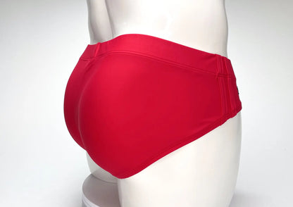 Wildmant big boy pouch swim brief in red features smooth stretchy fabric and a snug fit for swimming