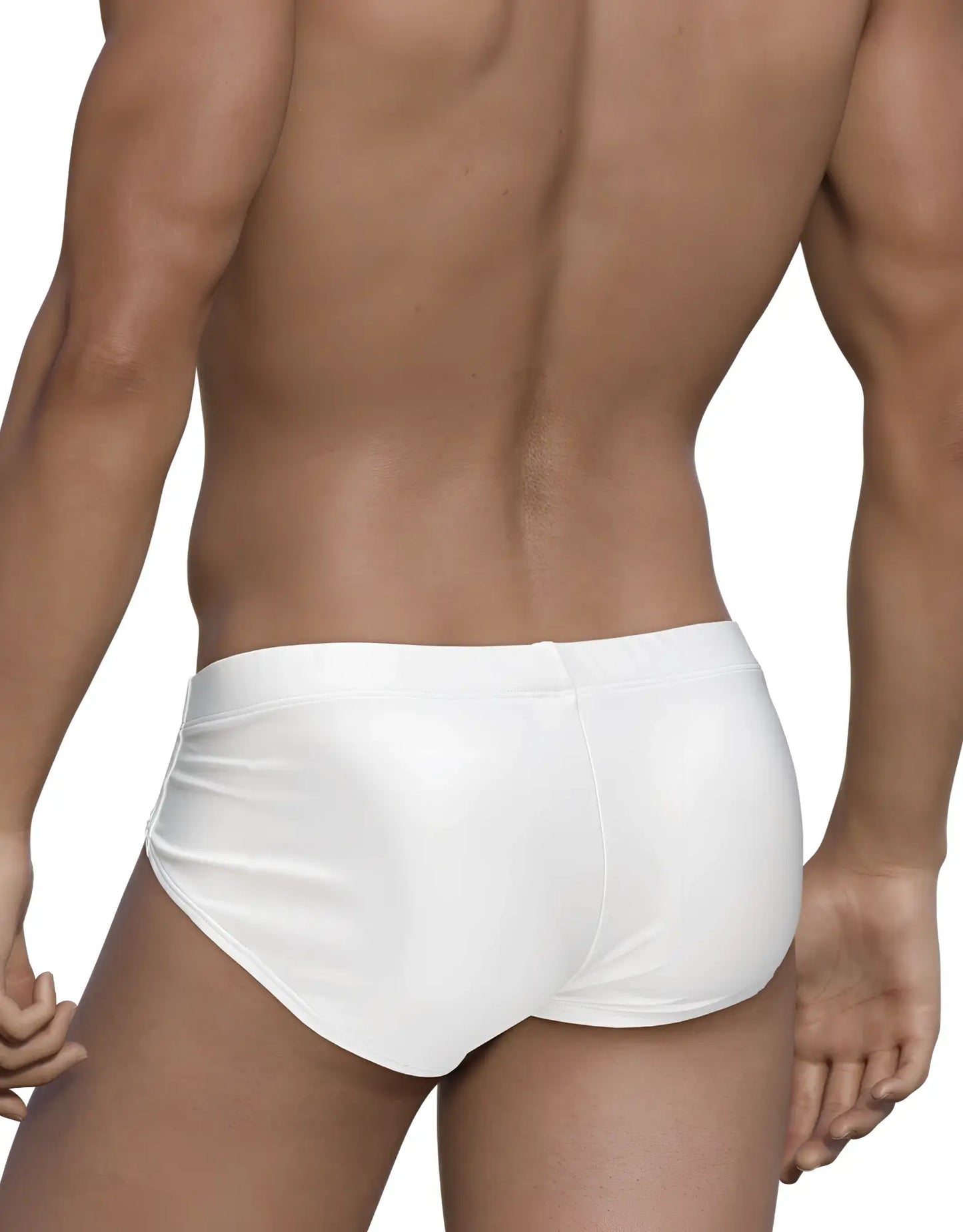Wildmant big boy pouch swim brief white with smooth form-fitting fabric and simple elastic waistband