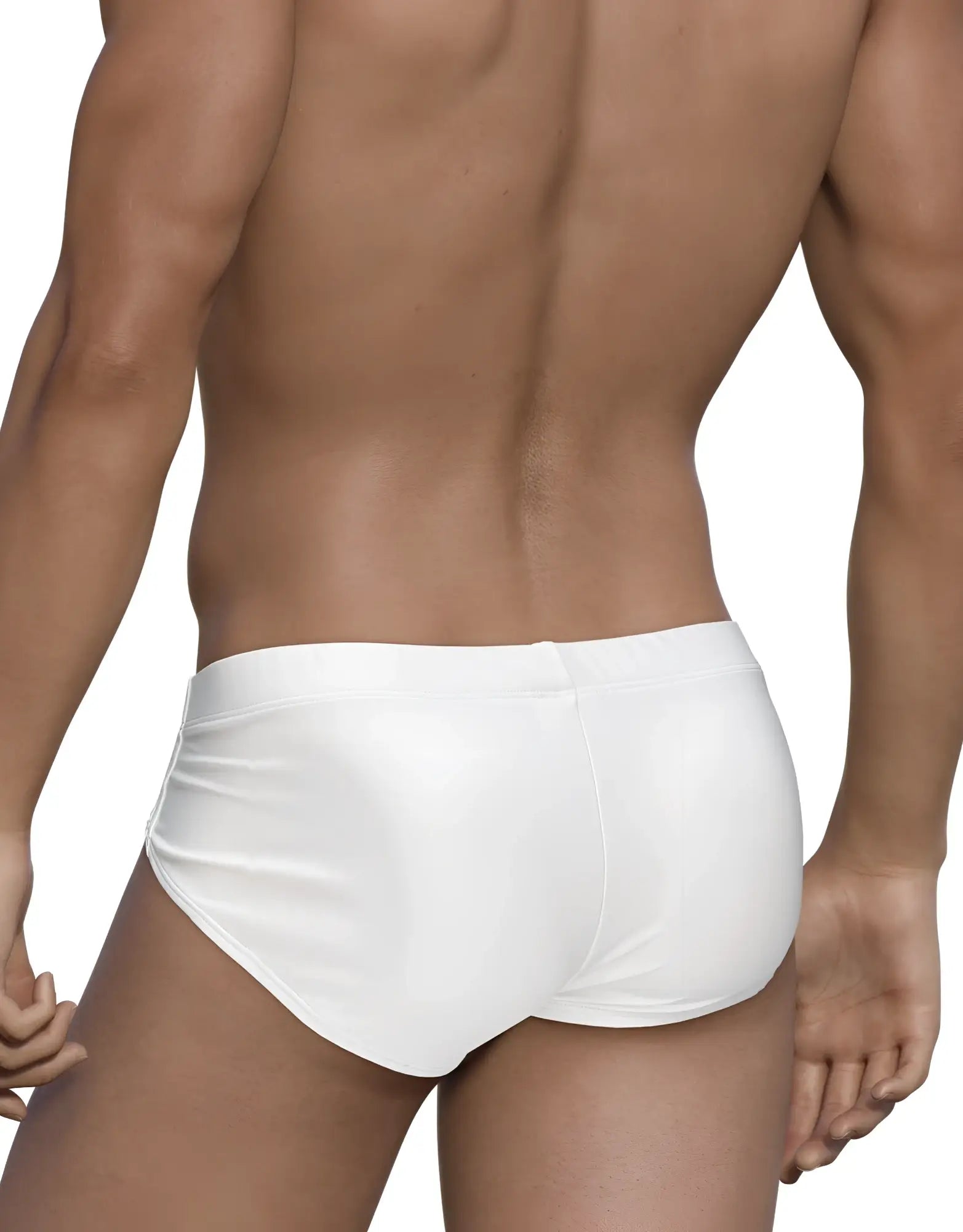 Wildmant big boy pouch swim brief white with smooth form-fitting fabric and simple elastic waistband