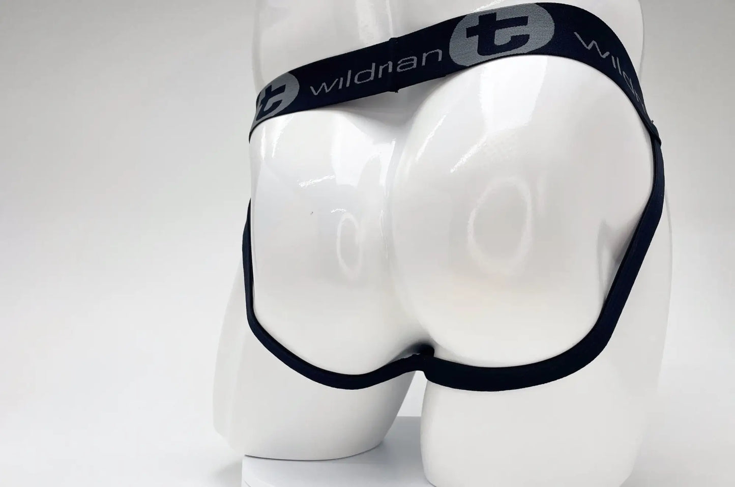 Black elastic waistband briefs with wildran branding in white letters from wildmant cotton big boy pouch stripe jockstrap black royal blue