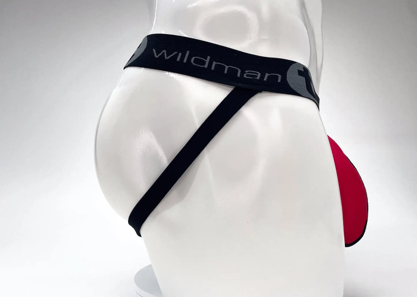 Wildmant cotton big boy pouch stripe jockstrap in red and black with sleek form-fitting design