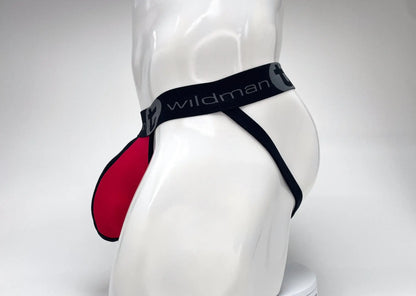 WildmanT cotton big boy pouch stripe jockstrap in red and black with elastic waistband for active support