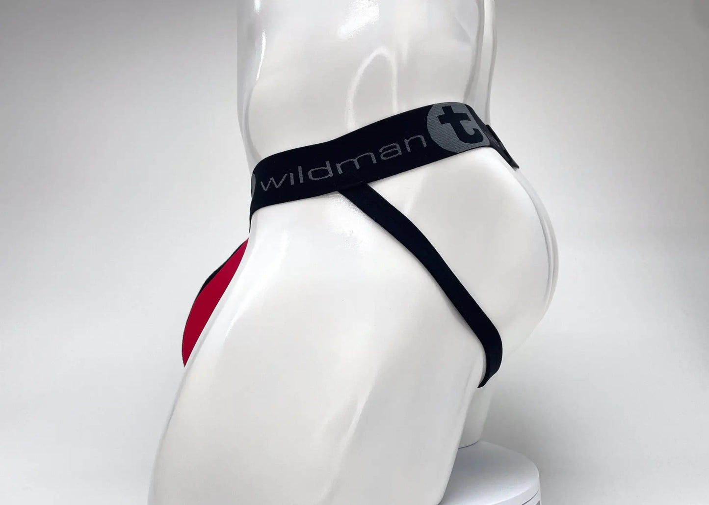 Black and red wildman t cotton big boy pouch stripe jockstrap with sleek form-fitting design
