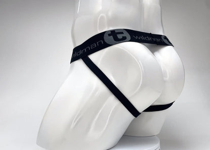 Black wildman briefs with sleek minimalist design elastic waistband made from cotton for comfortable support