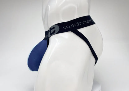 WildmanT cotton big boy pouch jockstrap in royal blue and baby blue with black and blue contoured design