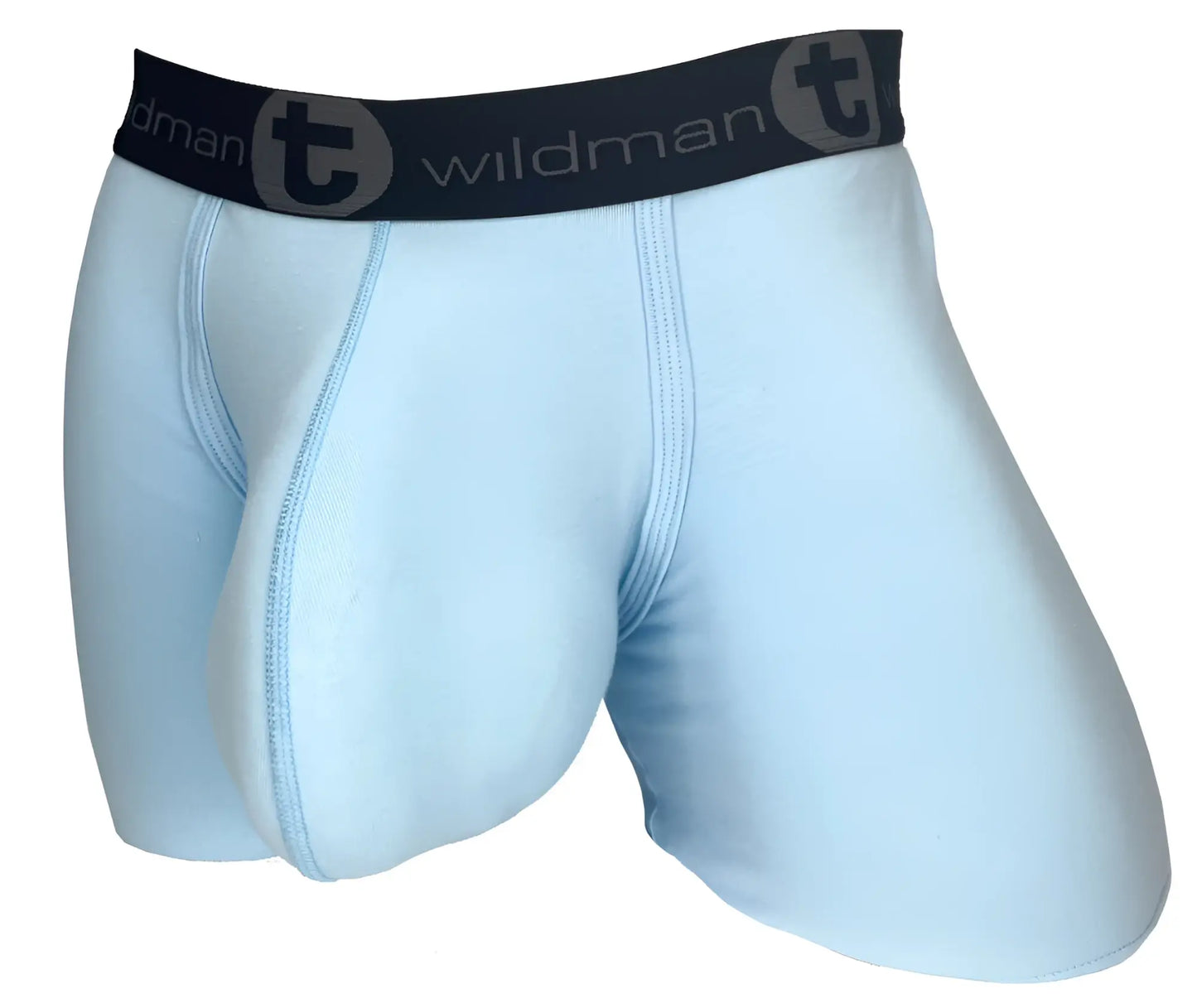 Light blue WildmanT cotton boxer briefs with a prominent contoured pouch and black branded waistband.