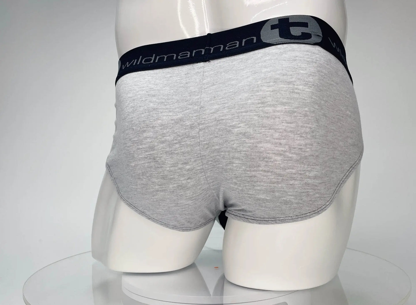 Gray heathered cotton briefs with a black wildmanman waistband wildmant cotton monster cock brief black and gray