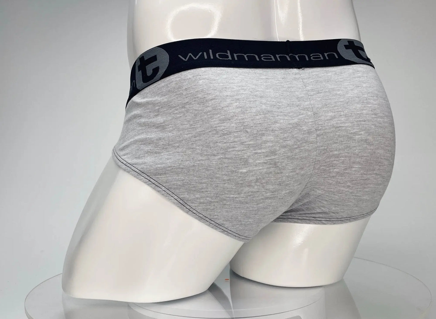 Wildmant cotton monster cock brief black and gray in gray heathered cotton with a black elastic waistband and wildman logo