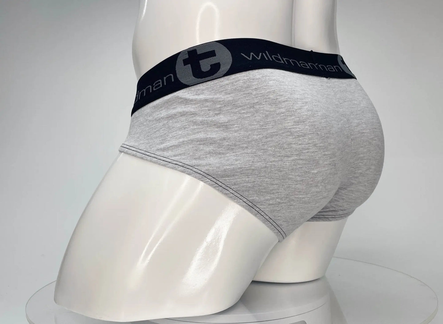 Gray heathered cotton briefs with black wildmann elastic waistband wildmant cotton monster cock brief black and gray
