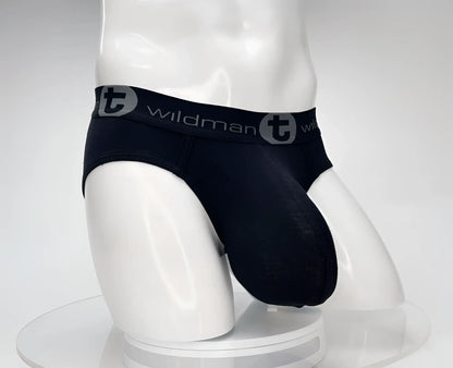 Black wildman brand cotton briefs with gray logo band from wildmant cotton monster cock brief black collection