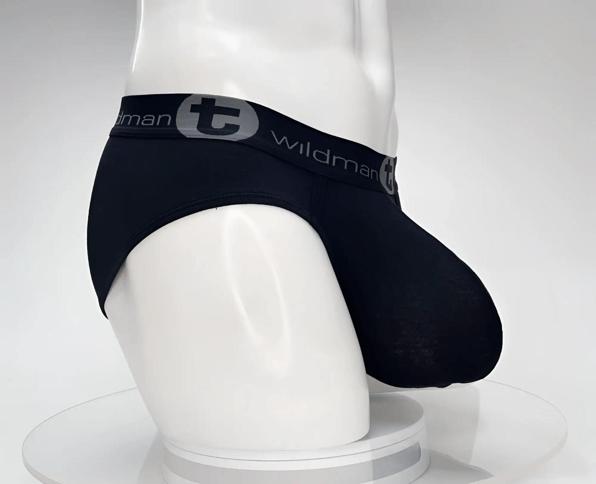 Black wildman brand cotton briefs with gray logo band from wildmant cotton monster cock brief black collection