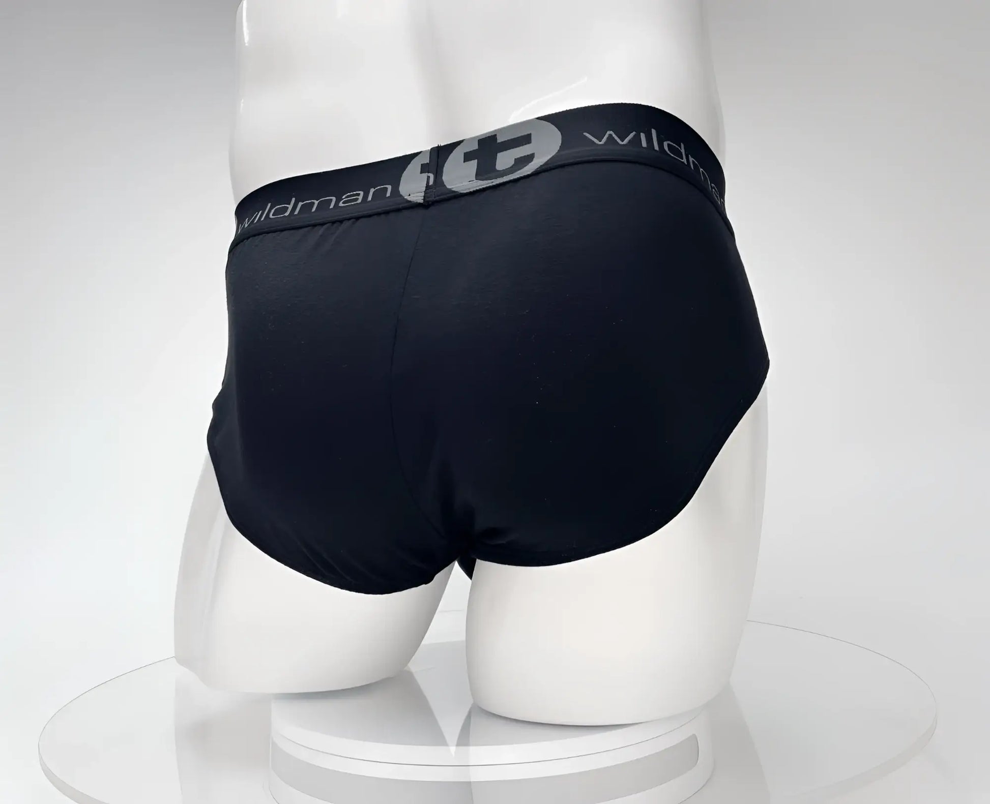 WildmanT cotton monster cock brief black with gray logo and elastic waistband in black wildman brand briefs