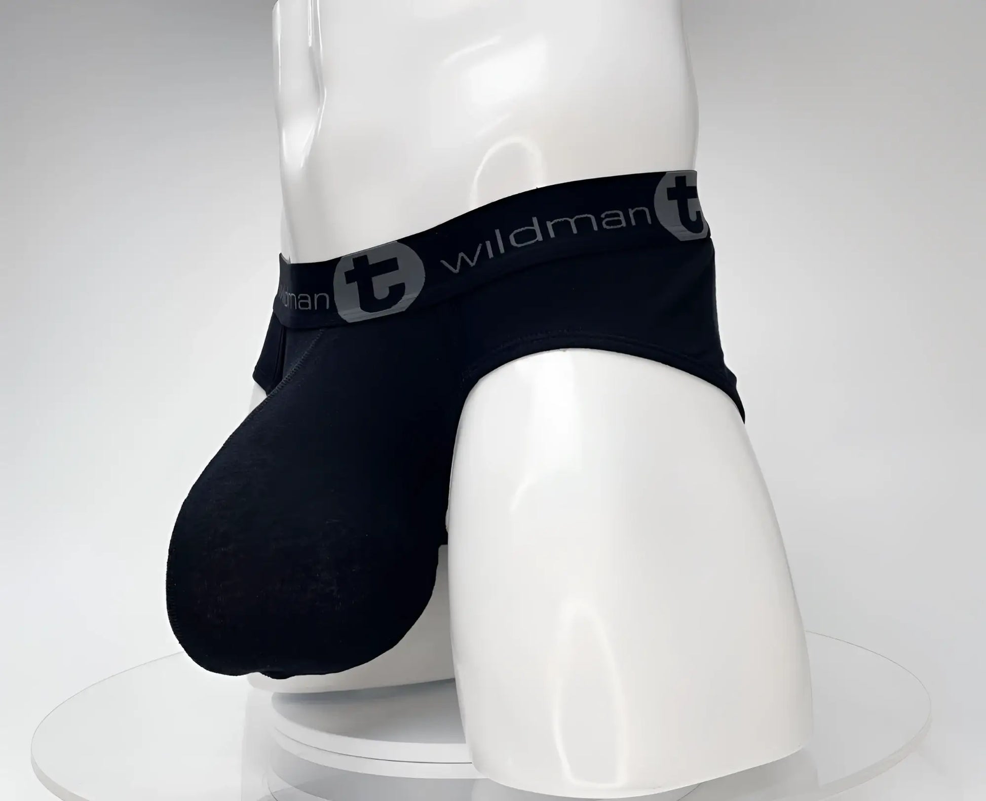 Black WildmanT Cotton Monster Cock Brief men’s underwear with supportive contoured design and elastic waistband